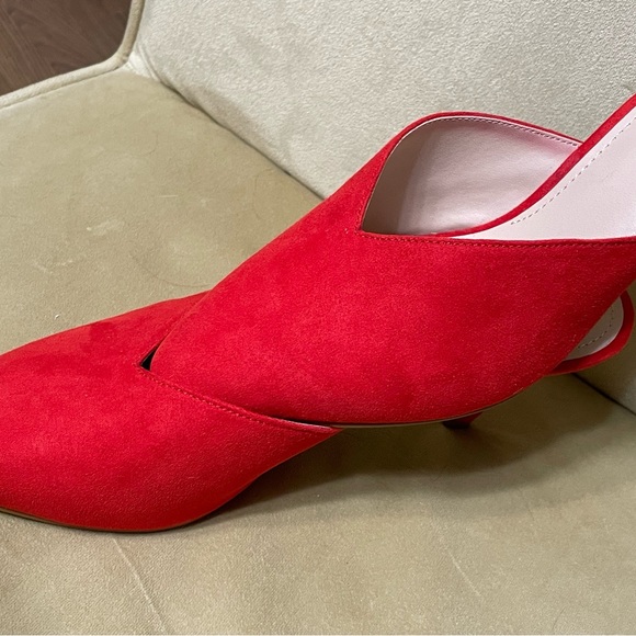Brand New Red Suede Xmas Heel Tahari sz 7.5 womens comfortable shoes party mules - Picture 4 of 9
